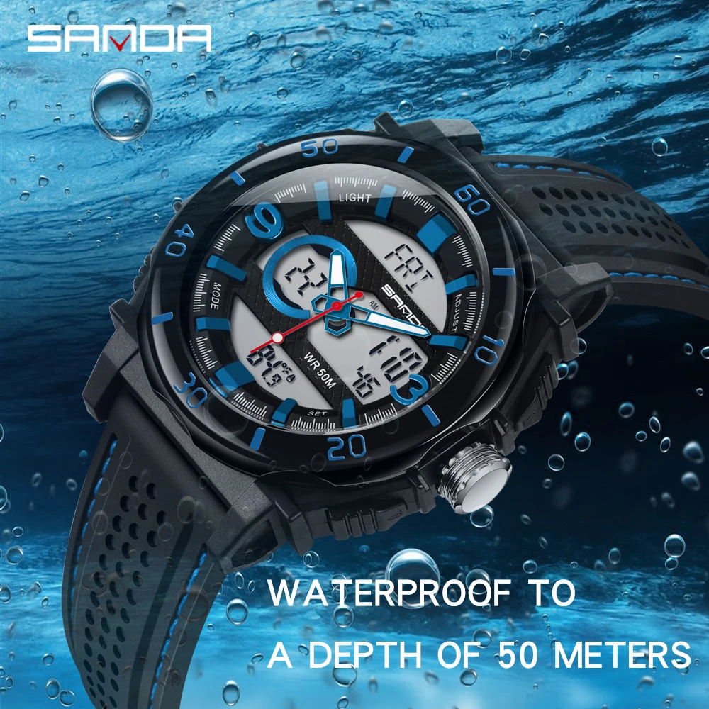 

SANDA Fashion Men LED Digital Watch luminous stainless steel Business affairs Fashion Casual Wrist Watches Men Business Clock