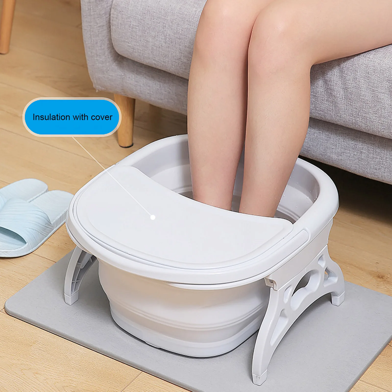 

Folding Foot Soaking Bucket Portable Bathtubs Foaming Massage Bucket Home Sauna Bathtub Pedicure Bath Foot Massager