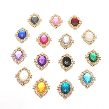 

10Pcs 30*25MM Metal Rhinestone Acrylic Sewing Buttons Handmade DIY Clothing Wedding Party Intavation Decortion Accessories