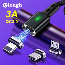Elough 2 м Магнитный кабель usb type C кабель для iphone xr Micro usb кабель USB C шнур для зарядки телефона магнитное зарядное устройство для lightning Кабель Tipe c шнур для зарядки телефона