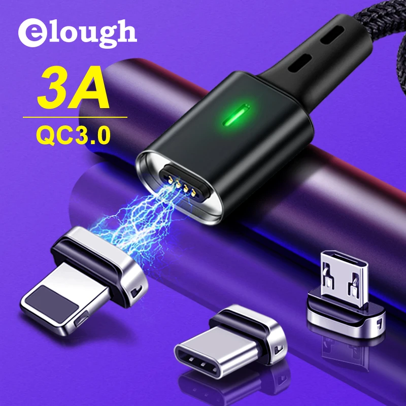 Elough Магнитный кабель USB Type C для iphone xr Samsung A50 Micro зарядный usb tipo c 7|Кабели мобильных