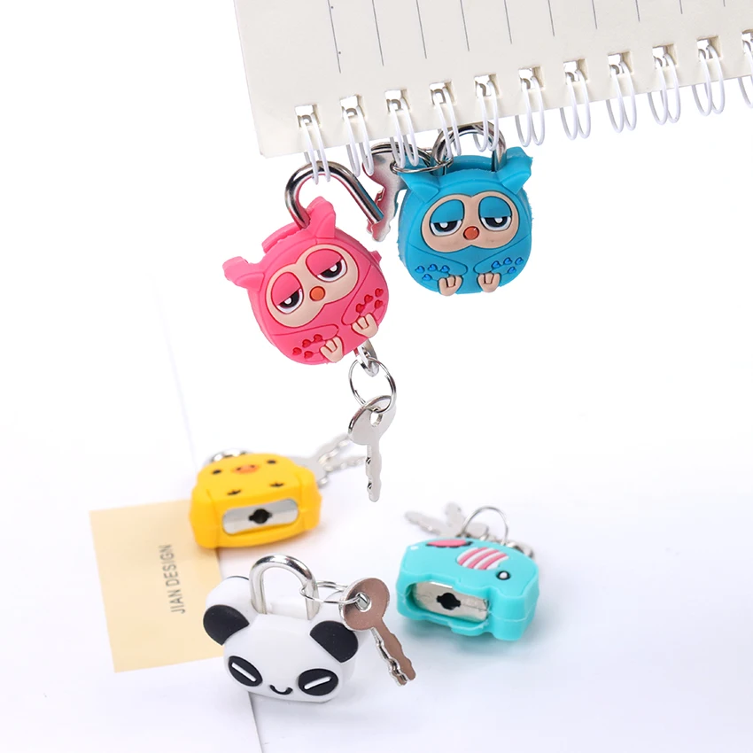 1 шт. креативные персонажи из мультфильмов Kawaii животные багажная сумка металлический замок журнал дневник замок для книги держатель файлов аксессуары