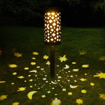 

Creative Solar LED Iron Art Lantern Light Classic Texture Delicate Design Star Moon Hanging Lamp for Garden Yard Pathway