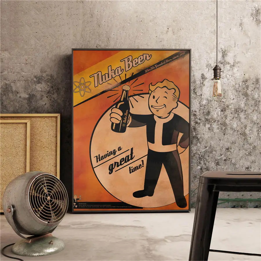 Fallout 3 4 игровой плакат Классический рисунок настенное Искусство Наклейка бумага для поделок в стиле ретро Античная живопись кафе, бар, паб домашний декор 42x30 см