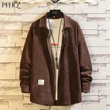 PFHQ – chemise à revers ample pour hommes, couleur unie, en velours côtelé, style rétro japonais, Simple, nouvelle collection automne hiver 2021, 21D1823
