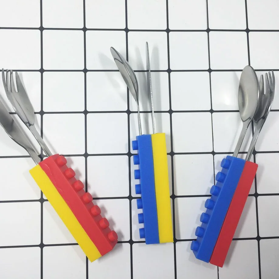 3pcs Creative Lego Bricks Curtlery Set for Portable Outdoor Tableware Kids Adult Travel Picnic cutlery set,picnic cutlery set,picnic tableware,camping cutlery set