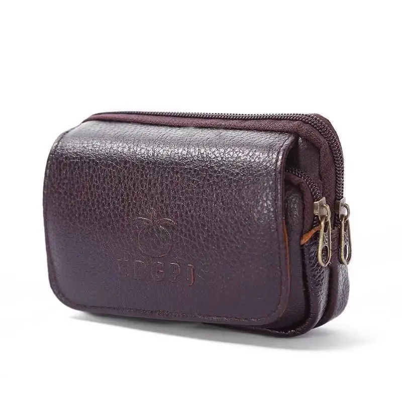 

Multi-Function Change Key Packet Man Mobile Phone Waist Bag Wear Leather Belt Kraft transverse Business Waterproof Factory