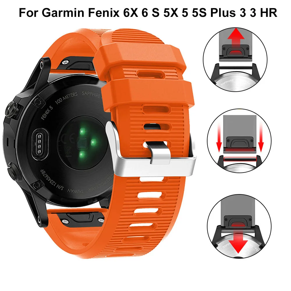 Ремешок для часов Garmin Fenix силиконовый быстросъемный ремешок 5 5X 3 HR 6X 6 6S Pro S60