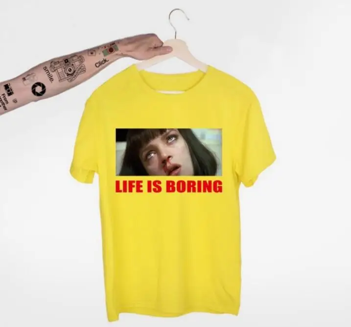 Летняя женская футболка в стиле Харадзюку, новинка, футболка Femme 2 Life is Boring, женский с надписью, футболка для девочек, женские мужские футболки - Цвет: XAS100H