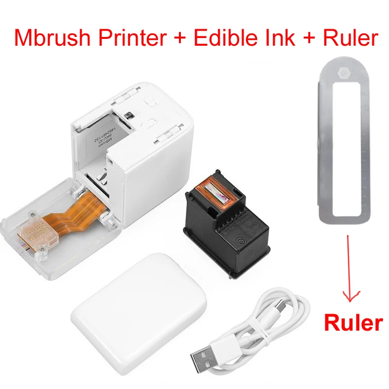 Mbrush Mini Handheld Food Printer Edible Ink Portable Inkjet Pen Print Custom DIY Bread Coffee Fruit Cookies Latter Printing 