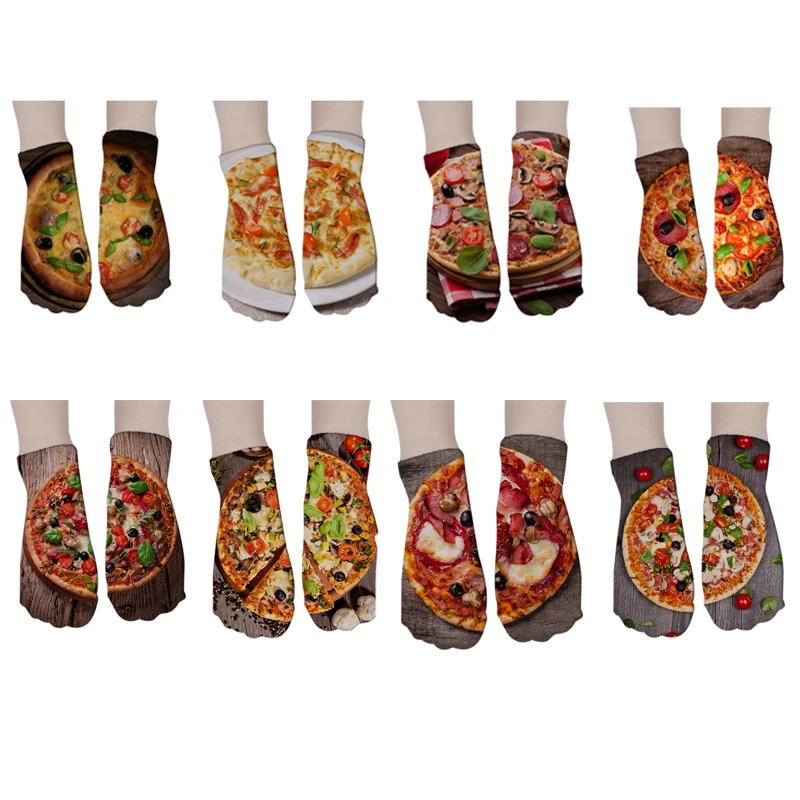 

Pizza Food theme Printing Pattern Boat Socks 3D Printing Process Adopts Breathable Fabric To Deodorize And Absorb Sweat