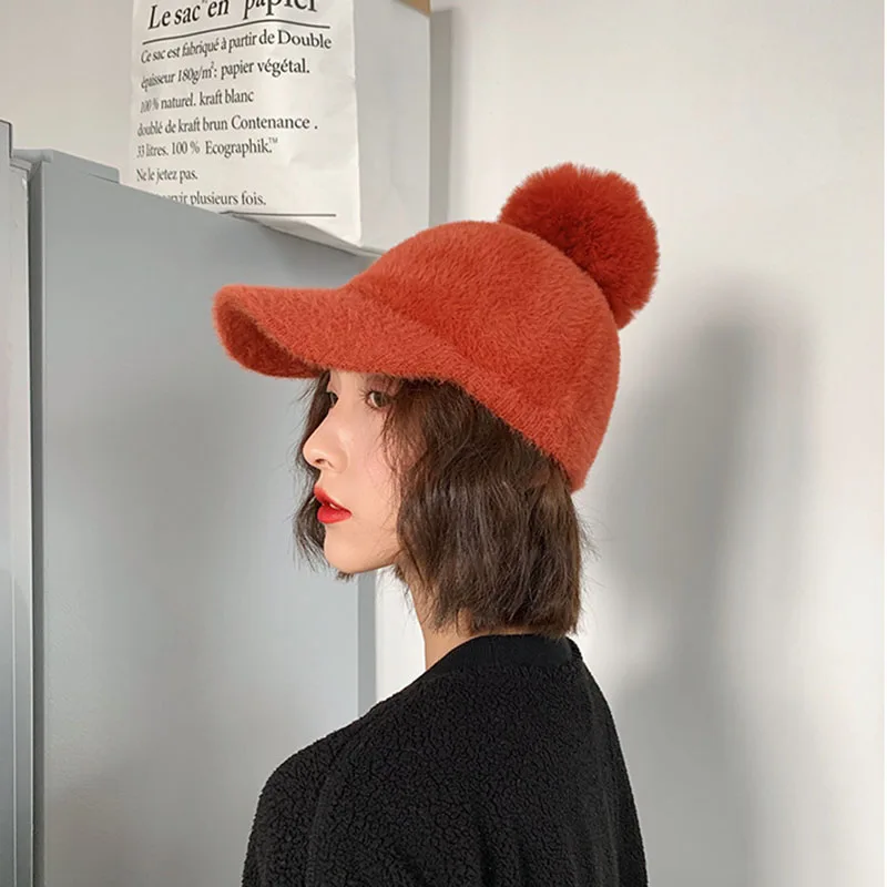 Фибоначчи новая зимняя бейсбольная кепка с меховым помпоном, теплая меховая шапка для женщин, модная Осенняя Кепка Snapback s
