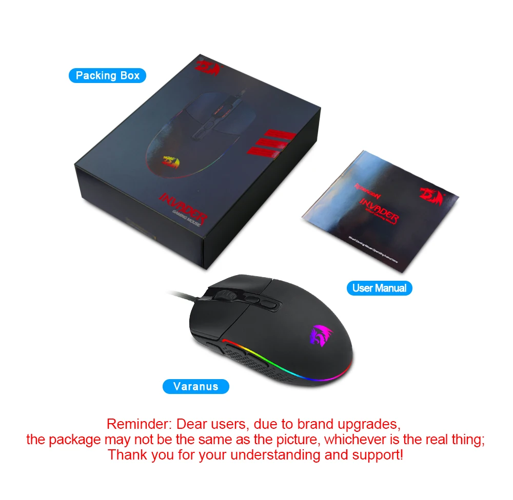 usb wireless mouse Redragon INVADER M719 RGB USB wired Gaming Mouse 10000 DPI programmable game mice backlight ergonomic laptop PC computer pink mouse gaming