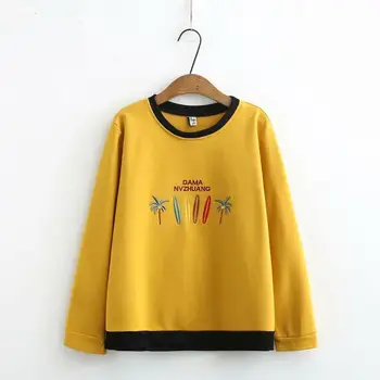 

Embroidery cotton women loose O-neck plus size sweatshirt 2020 new spring autumn casual ladies pullovers hoodies female tops