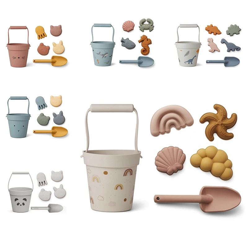 Children Summer Toys with Cute Animal Model Ins Seaside Beach Rubber Dune Sand Mold Tools Sets Baby Bath Toy Kids Swim | Игрушки и хобби