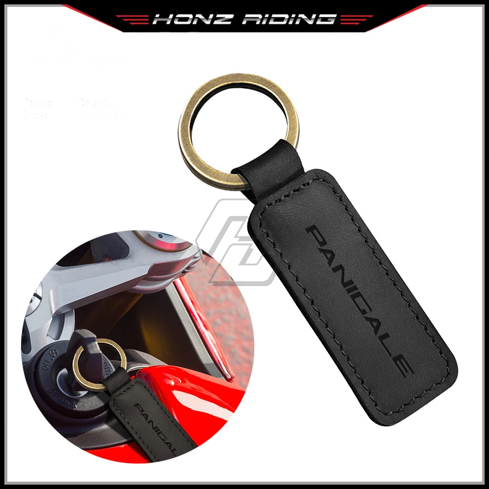 

For Ducati 899 959 1099 1199 1299 Panigale V4 Key Motorcycle Keychain Cowhide Key Ring