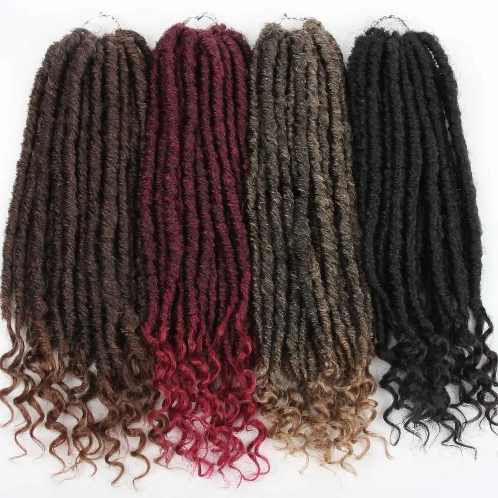 

Xnaira 24 Strands Afro Bohemian Synthetic Goddess Locs Crochet Hair Braid African Ombre Pre Stretched Braiding Hair Extensions