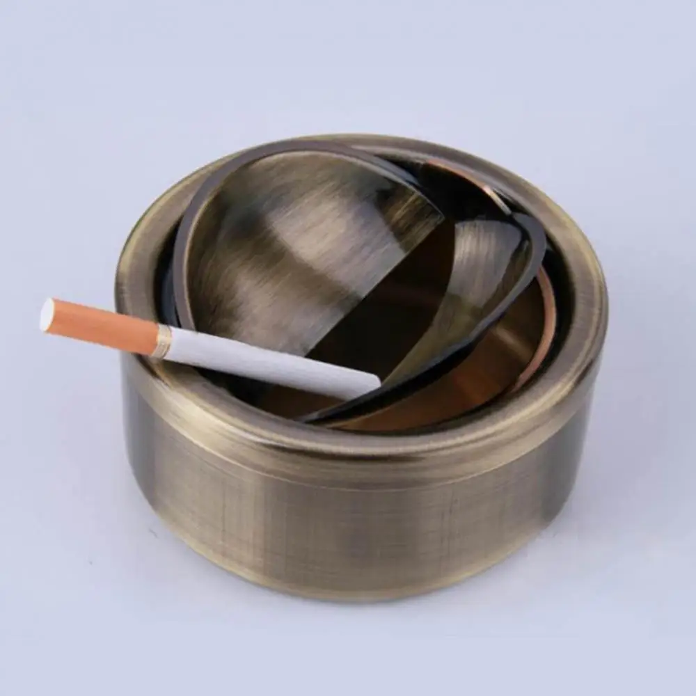 Durable Home Stainless Steel Windproof Round Shape Smokeless Ashtray Rotation With Lidighters Smoking Accessories | Дом и сад