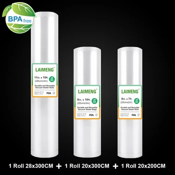 LAIMENG 진공 포장 기계용 진공 백, 수비드 롤, 3 롤/로트 보관 백, 진공 포장 밀봉 기계 R132