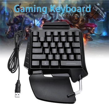

One-Handed Mini Mechanical Gaming Keyboard 35 Keys with LED Backlight Left Hand Small Games Keypad Pohiks