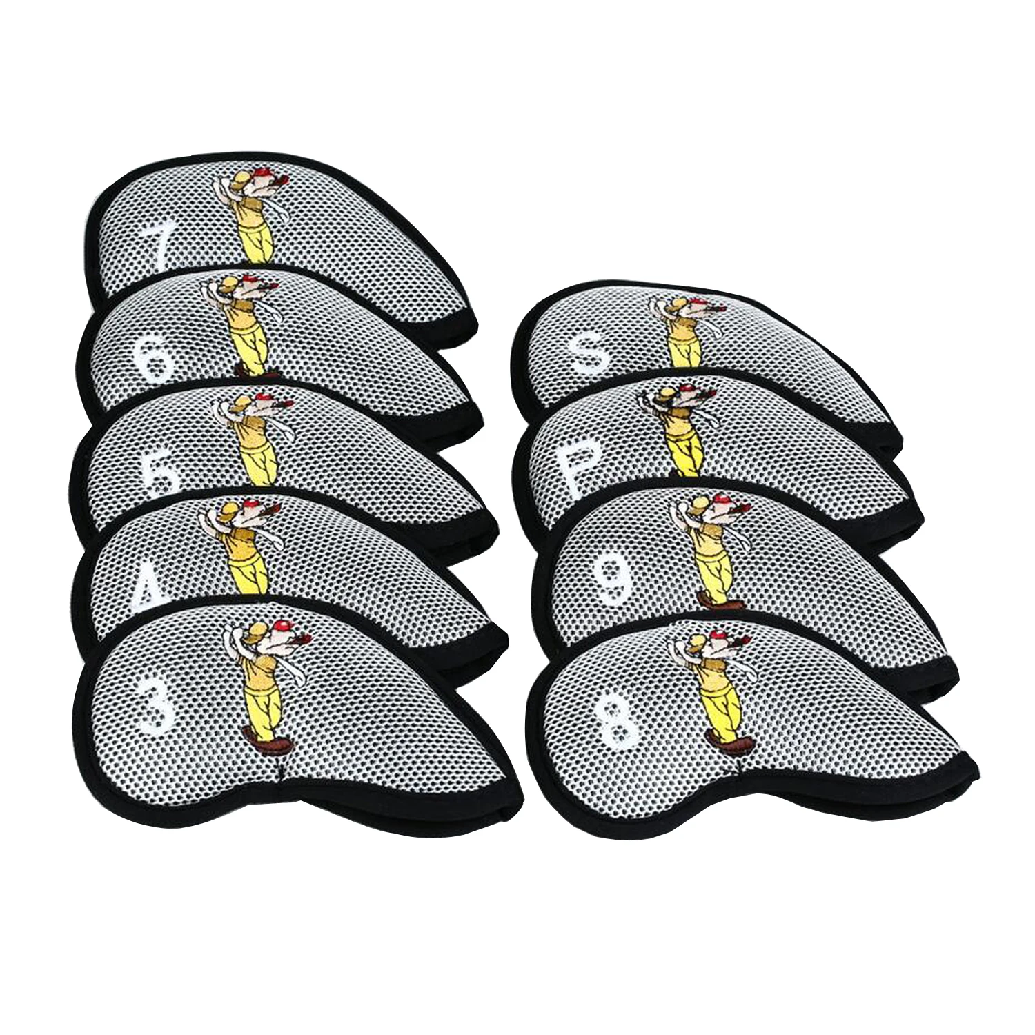 Grey 1 компл./9 шт гольф клуб Железная Голова покрывает головной убор Meshy с щенком вышивка Железный чехол - Цвет: Grey