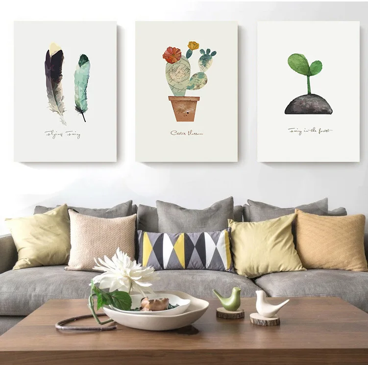 

Nordic Modern Oil Painting Fresh Plant Living Room Restaurant Frameless Decorative Painting Sofa Background Wall Art Canvas