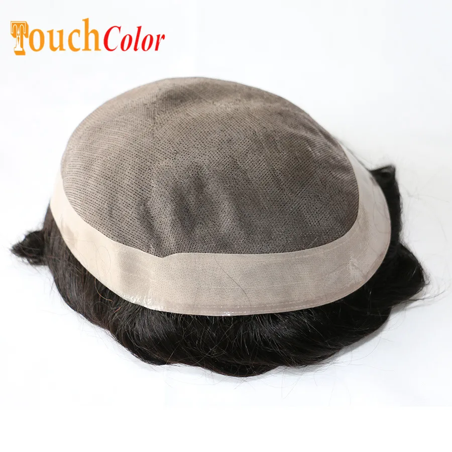 Men Toupee Durable Knots Hair Prosthesis Man Wig Natural Hair Mono&Lace Base Real Human Hair Wig NPU Replacement System Unit 3