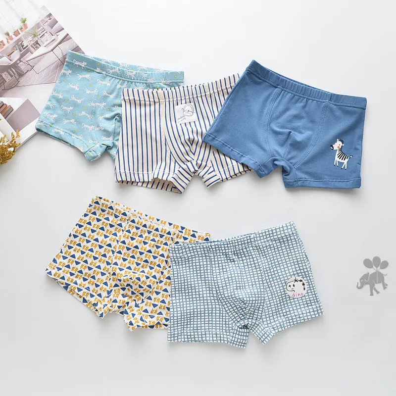 Boys zebra Героев мультфильмов детские трусы-боксеры, 5 шт., Детское нижнее белье для мальчиков и девочек в возрасте от 2 3 4 5 6 7 8 9, 10, 11, 12, 13 лет, 14Y трусики много одежды - Цвет: Boys zebra