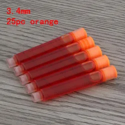 25pcs Universal Fountain Pen Ink Cartridges - Assorted Colors and Sizes for Stationery and Office Supplies (3.4mm 25PC orange)