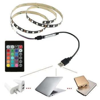 

5V USB LED Strip Lights TV Back Light Lamp RGB Colour Changing with Remote Control 1/2/3/4/5 M WWO66