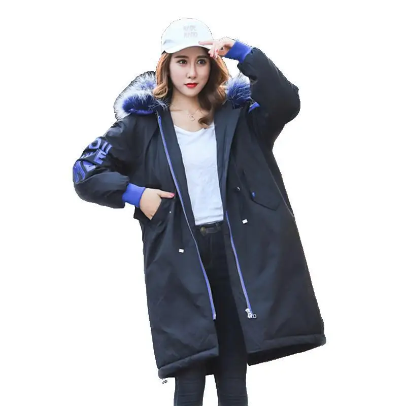 

WOMEN'S Dress Winter New Style down Jacket Women's Mid-length 2019 Dongdaemun Lettered Embroidered Loose-Fit Parka