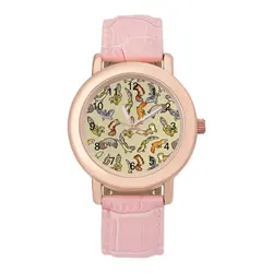 Chub reloj de cuarzo Gecko para bebés, accesorio de pulsera de acero con diseño de leopardo, ideal para viajes de mujeres