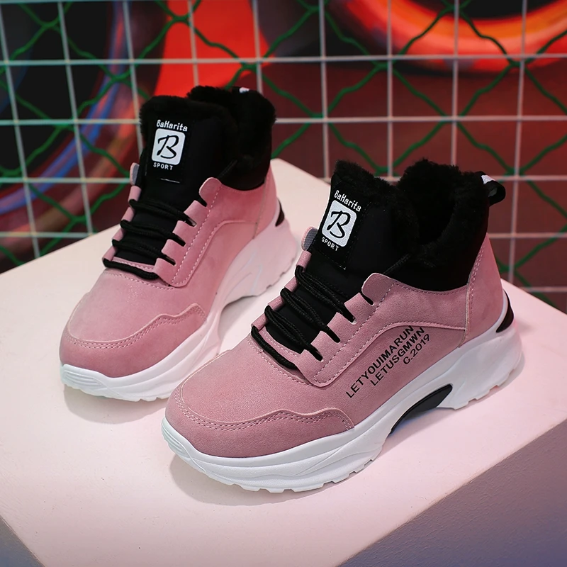 pink3 Женская обувь; трендовые брендовые зимние ботинки; женские теплые бархатные кроссовки; прогулочная обувь; Zapatillas Muier - Цвет: pink3