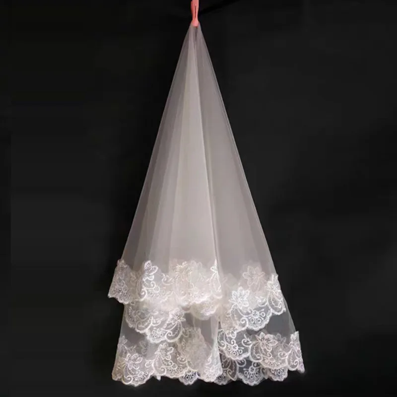 Дешевая Вуаль свадебная вуаль без гребня Свадебные аксессуары кружевная вуаль для невесты мягкая фатиновая вуаль 003