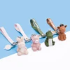 Cartoon Animal Keychain Green Dinosaur Blue Unicorn Pink Rabbit Panda Red Fox Resin Pendant Bag Car Keyring Girl Boy Couple Gift 6