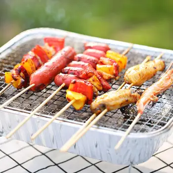 

Disposable Portable BBQ Grill Home Outdoor Picnic Barbecue Stove with Charcoal Aluminum Foil Material Disposable Easy to Use
