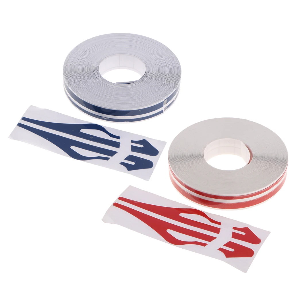 2x Brooches Stripe Tape Vinyl Decal Car Sticker Steamline Dual Line Blue+Red