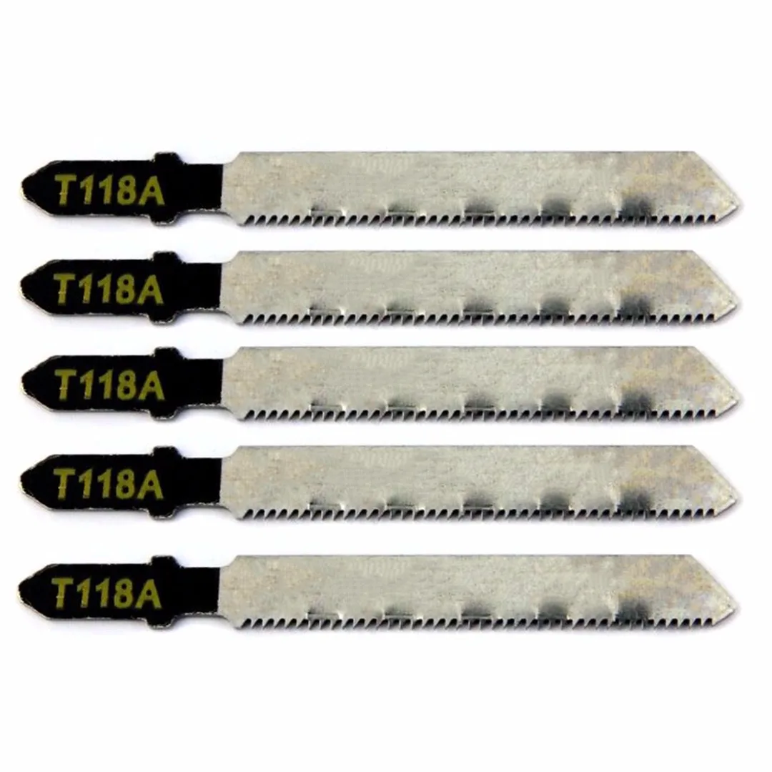DWZ 5pcs New T118A HCS Curved Jigsaw Blades For Metal Cutting 77mm Length 1.0-3.0mm