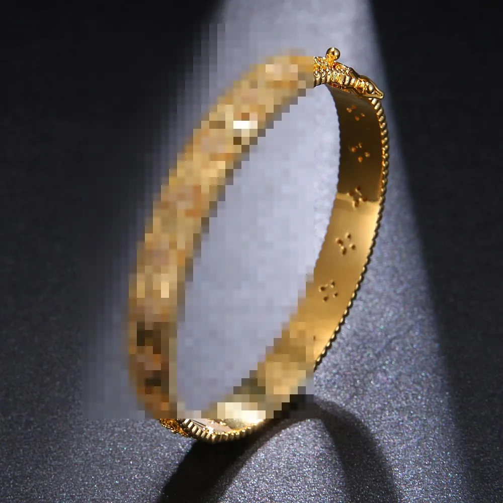 HONGHONG Клевер шаблон кубического циркония браслеты и браслеты четырехлистный клевер роскошный темпераментный стиль ювелирные изделия - Окраска металла: 24k Gold