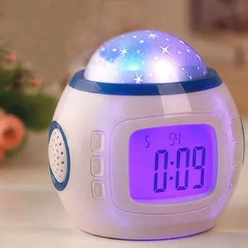 

Projection Clock Music Alarm Clock Creative Night Light Children Lazy Clock Mute Students Cool Bedside Alarm Clock projector
