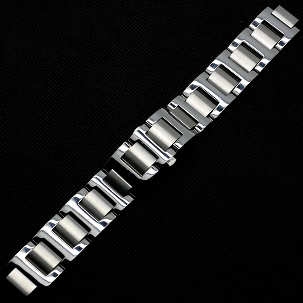 Серебристый ремешок 9 мм/10 мм/11 мм для женских часов, ремешок из нержавеющей стали для наручных часов Cartier