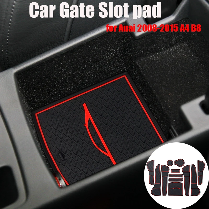 

12Pcs/set Car Gate Slot Pad Car Cup Mat Door Gate Slot Pad Storage Box Mat Accessories for Audi 2008-2015 A4 B8 Car Styling
