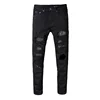 Sokotoo Men's slim skinny crystal rhinestone patchwork ripped jeans Fashion patch black stretch denim pants 1