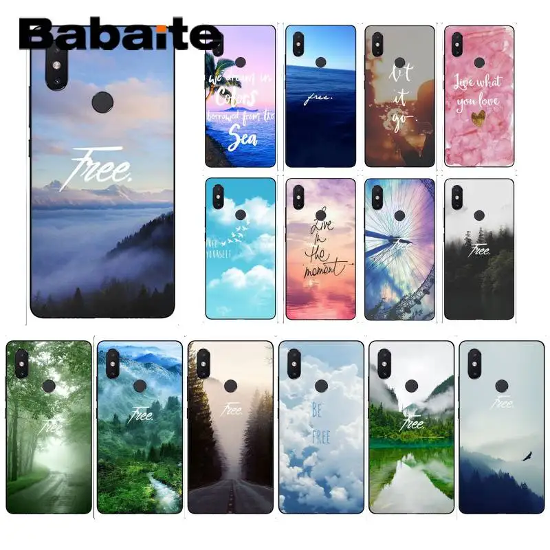 Babaite Forest Mist Sky Free Sceneary Word TPU black PhoneCase Shell For XiaoMi 6 MIX2 8SE K20 REDMI 5A NOTE4X 7 6A Mobile Cover | Мобильные