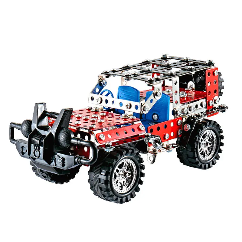 Children's Puzzle Metal Assembled Building Blocks Toy Vehicle Large Engineering Vehicle Screw Nut Jeep Car Combination Model