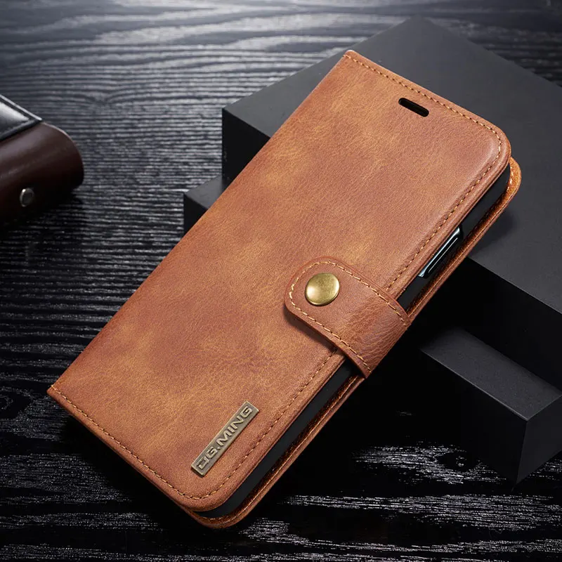 DG. ming для IPhone 11 Pro XS Max кошелек Чехол Afneembare Lederen Магнитный флип чехол для IPhone XS XR 6S 7 8 Plus SE - Цвет: Коричневый