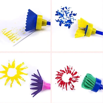 

1Set Sponge Painting Brush Children Painting Brush Flower Stamp for Baby Children Kids DIY Graffiti Drawing Toys