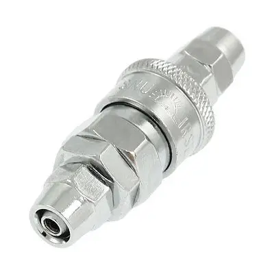 

Silver Tone Metal Piping Hose Quick Fittings Connector