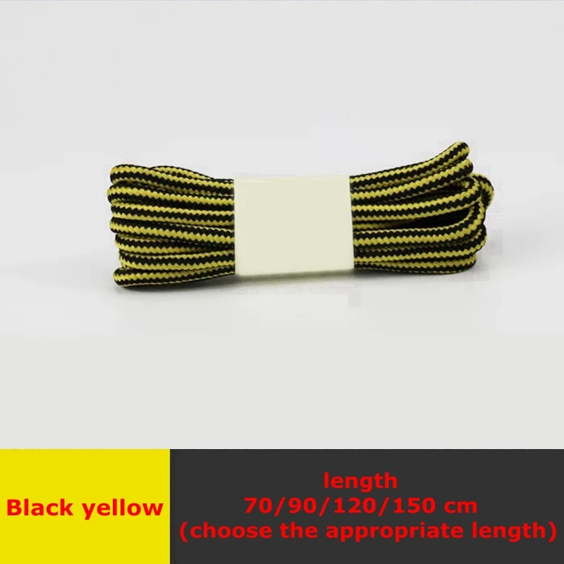 Black yellow 1 пара круглых шнурков, полосатые двухцветные шнурки для обуви, высококачественные кожаные ботиночки унисекс, шнурки для отдыха на открытом воздухе - Цвет: Black yellow