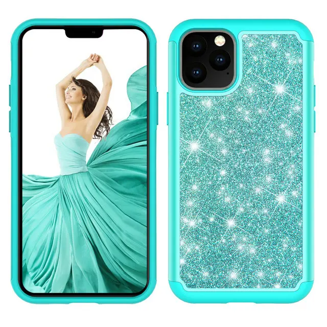 Шикарный Блестящий Роскошный чехол для iPhone 11 на iPhone 11 Pro Max 2 в 1 pc TPU задняя крышка чехол для iPhone 11 чехол 11Pro Fundas